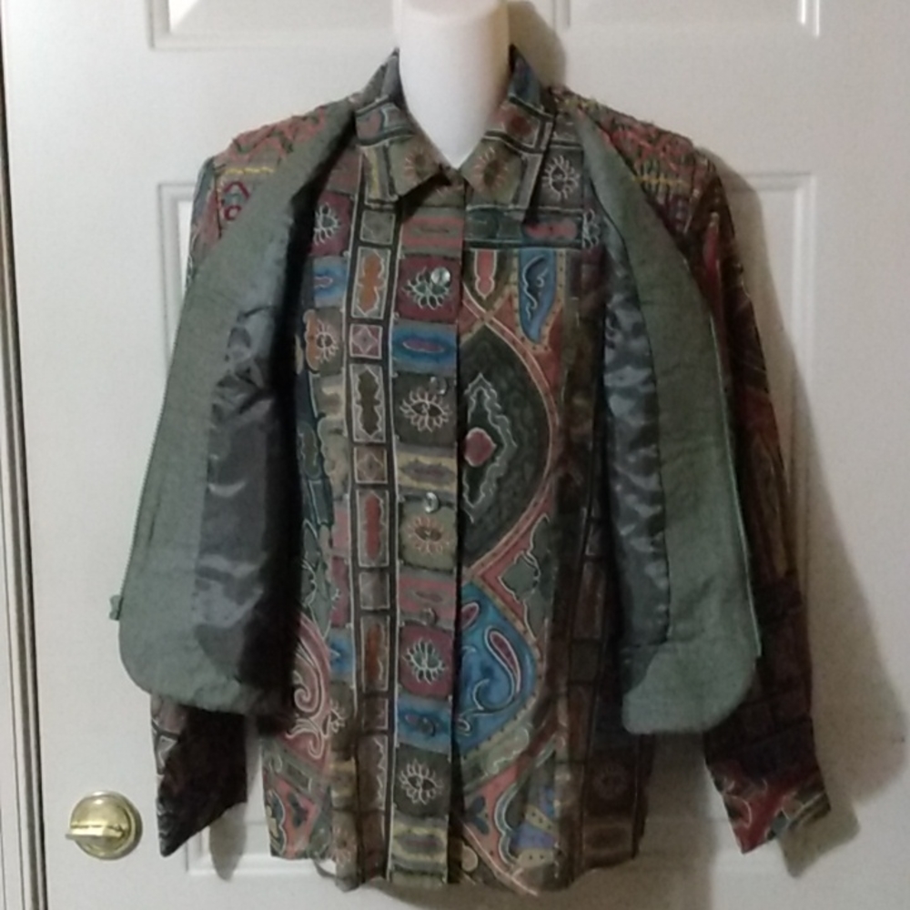 Vtg  Howard Wolf Whimsical vest and shirt set Boho Dark Academia Western Wear